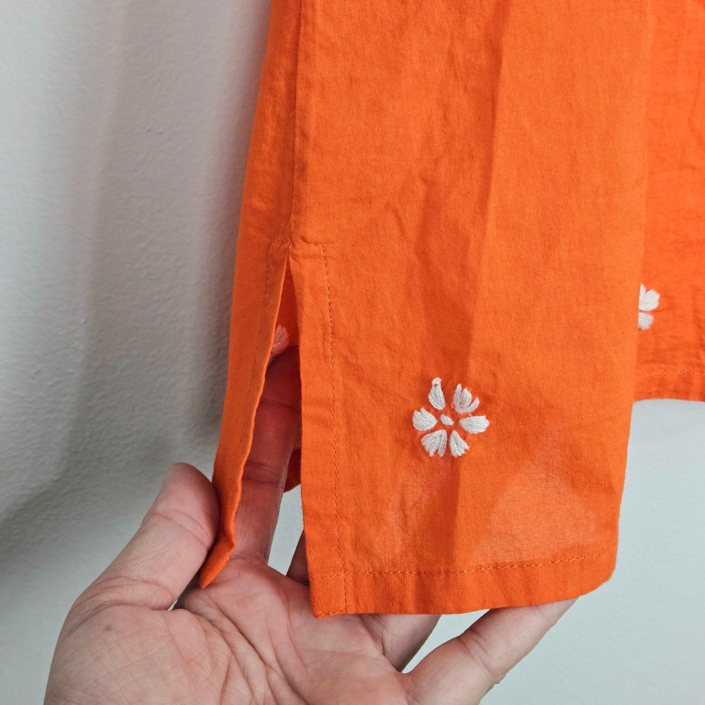 Madison Mathews Tunic Top Sz XS Orange White Floral Embroidered Cotton New - Picture 10 of 10